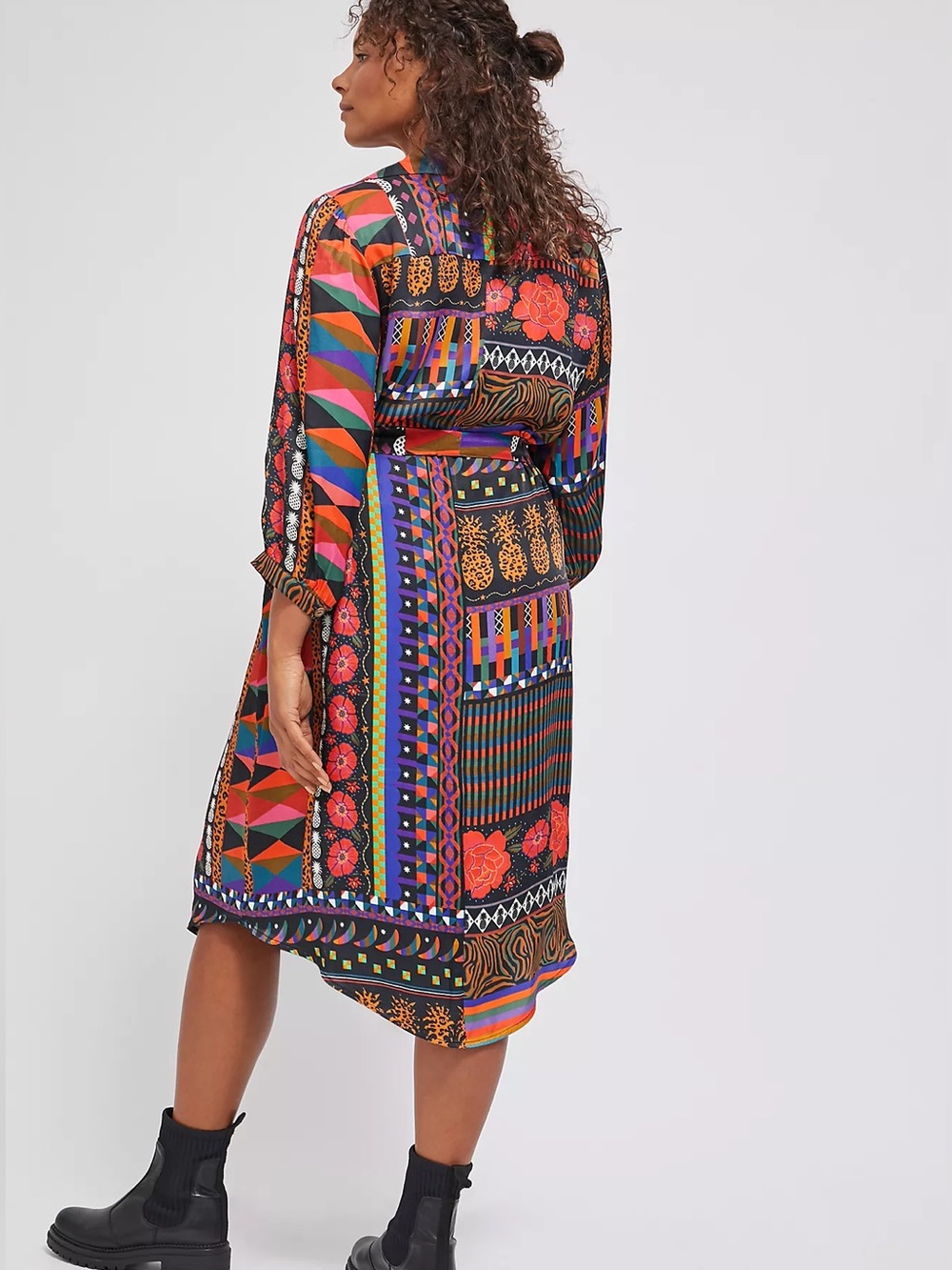 NWT Anthropologie Farm Rio Midi Dress Fiesta Boho Floral Pineapple Pockets S - Picture 2 of 7